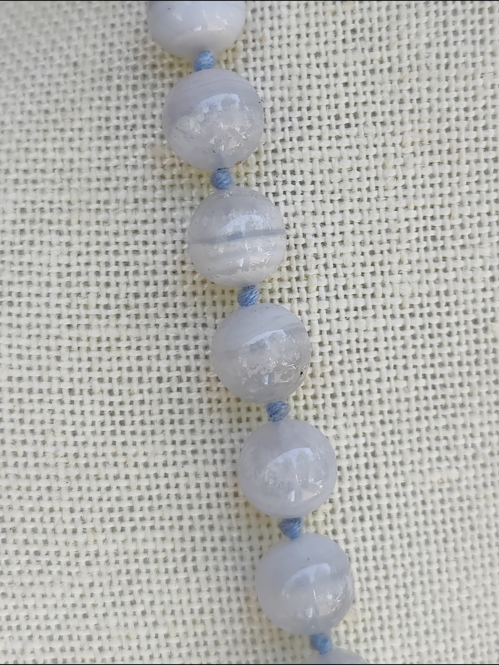 Vintage Blue Lace Agate Beaded Necklace - Light Blue - Picture 7 of 8